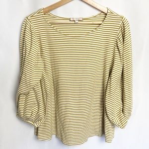 Anthropologie | Mustard Yellow Stripe Top